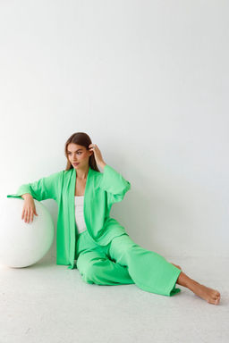 9359 Костюм из кимоно и брюк-палаццо салатовый - Martichelli фото 10
