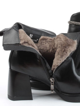 04-M3-840 BLACK Ботильоны зимние женские (натуральная кожа, натуральный мех)
