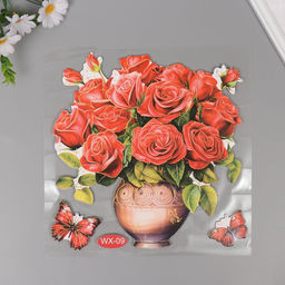 Наклейка интерьерная Пионовидные розы, пластик, 40?31 см