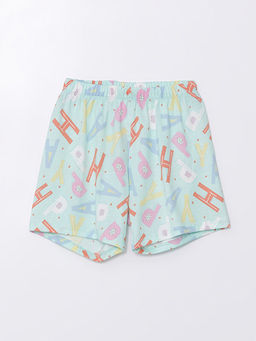 Beli Lastikli Bask?l? K?z ?ocuk Pijama ?ort
