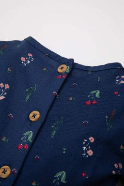 Саржевое платье с длинными рукавами и цветочным принтом для маленьких девочек - Defacto фото 4