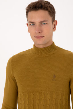 Erkek Slim Fit Yar_m Bal_k__ Yaka Hardal Kazak - U.s. polo assn фото 2