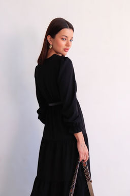 Martichelli Платье чёрное с многоярусной юбкой  фото 15