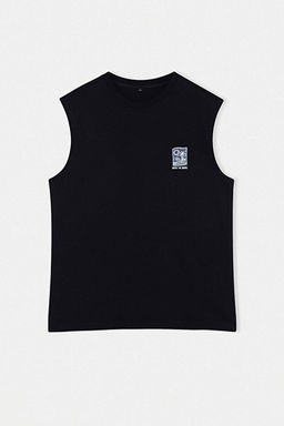 Siyah Oversize/Geni_ Kesim %100 Pamuklu Nak__l_ Atlet TMNSS25AL00004