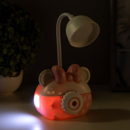 Лампа настольная RISALUX «Гамми», LED, 2 режима, 2 Вт, USB, точилка, розовый, 11.7×7×12 см