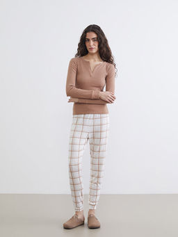 Ka??k Yaka Ekose Kad?n Pijama Tak?m?