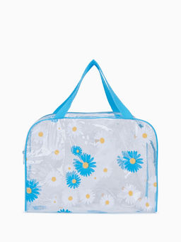 Цена за 2 шт. Косметичка на молнии для бассейна, большая, с ручками, с принтом «Ромашки», голубой