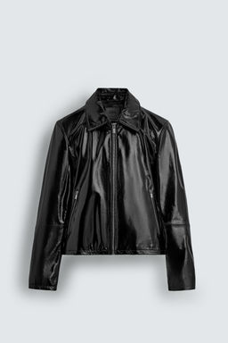 SHINY FINISH LEATHER JACKET - Zara фото 6