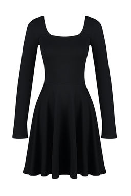 TRENDYOLMILLA Siyah Kare Yaka Etegi F?rf?rl? Bele Oturan Mini Orme Elbise TWOAW24EL00525 фото 7