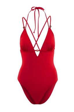 K?rm?z? V Yaka Kapl? Boncuk Aksesuarl? Regular Mayo TBESS26MA00050