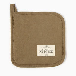 Прихватка Этель ECO, цв. оливковый, 19х19 см, 70% хл, 30% лён, ватин 250 г/м2  фото 2