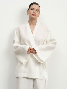 Жакет-кимоно льняное 42367 белый