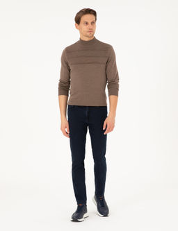 Vizon Melanj Slim Fit Yar_m Bal_k__ Yaka Triko Kazak - Pierre cardin фото 4
