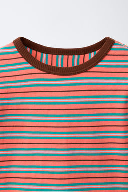 CAMISETA RAYAS / Coral