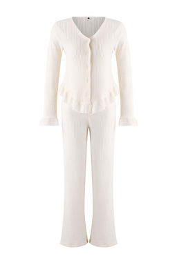 Ekru F?rf?rl? Waffle Orme Pijama Tak?m? THMAW26PT00126 - Trendyolmilla фото 5