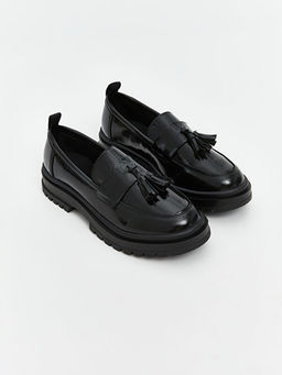 Deri G?r?n?ml? K?z ?ocuk Loafer