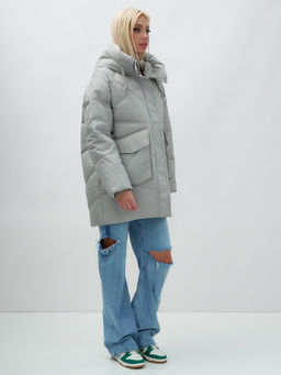 Куртка летучая мышь женская с капюшоном зимняя зеленого цвета 9617Z - Mtforce фото 4