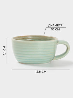 Чайная пара Magistro Sand Ripples, 2 предмета: чашка 300 мл, блюдце 19.8×15.8 см, фарфор, голубая