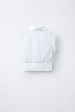 POLO CROPPED RAYAS / Blanco - Zara фото 3