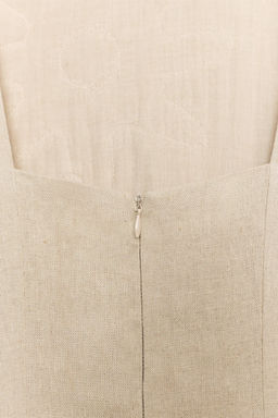 VESTIDO MIDI COMBINADO CON LINO / Beige claro - Zara фото 10