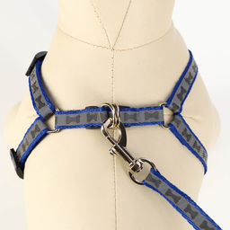 Комплект светоотражающий Косточки, ошейник 120 х 1 см, ОШ 28-36 см, ОГ 28-36 см, синий - Пижон фото 5