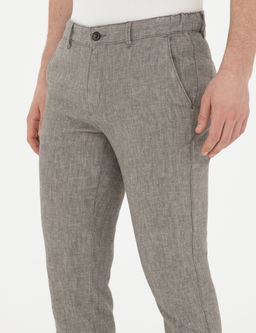 Ye_il Slim Fit Keten Kar___ml_ Kanvas Pantolon