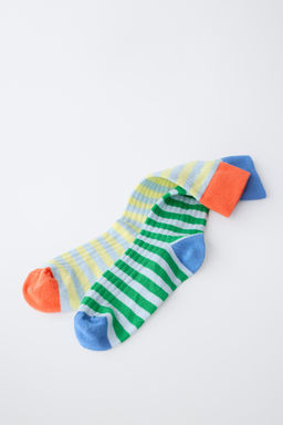 PACK DOS CALCETINES ALTOS RAYAS / Verde