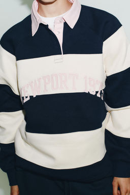 STRIPED POLO NECK SLOGAN SWEATSHIRT - Zara фото 3