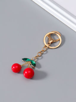 Цена за 2 шт. Брелок для ключей на кольце с карабином «Вишенки с листьями», 9×4×1.7 см