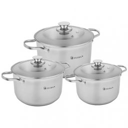 Набор посуды нерж ZEIDAN 6 пр (2,1л, 3,0л, 4,0л) с крыш, арт. Z-50663