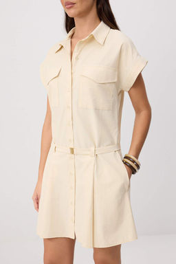 Bej Kemer Detayl_ D__meli K_sa / Mini Dokuma G_mlek Elbise TWOSS26EL00517 - Trendyolmilla фото 3
