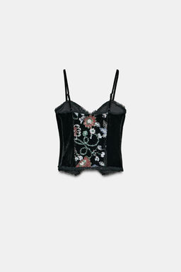 EMBROIDERED VELVET CORSET - Zara фото 5