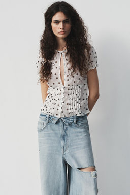 TRF FOLDED WAIST MID-WAIST JEANS - Zara фото 14