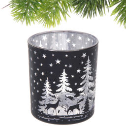 Подсвечник "Снежный лес" 7*7,8 см, Черный