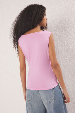 TRENDYOLMILLA Ekru Kare Yaka S?f?r Kol Pamuklu Esnek Fitted/Vucuda Oturan Orme Atlet TWOSS24AL00013 фото 9