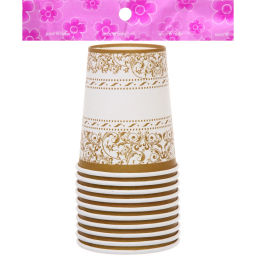 Цена за 6 шт. Стакан бумажный 0,2л в наборе 10 шт "Орнамент", золото