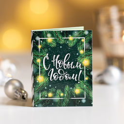 Цена за 2 шт Мини-открытка С Новым годом (еловые ветви на зеленом) - 8 чудо фото 2