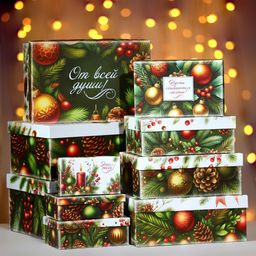 Набор подарочных новогодних коробок 10 в 1 «Ёлочные игрушки», 32.5×20×12.5 - 12×7×4 см