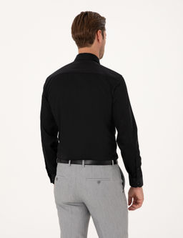 Siyah Slim Fit Uzun Kollu Basic G_mlek