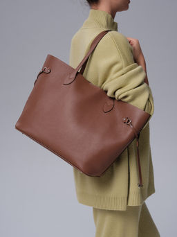 Сумка кожаная шоппер Deboro 30890 темный орех