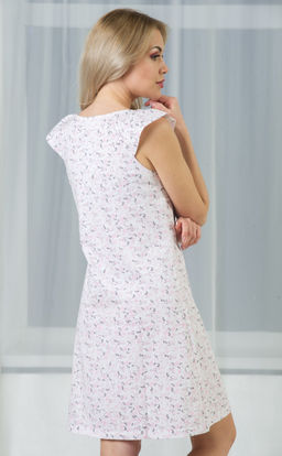 Ночная сорочка "нежно-розовые цветы и серые листья на белом"