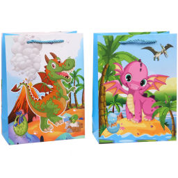 Пакет подарочный "Динозаврик" 18*24*8,5 см, микс