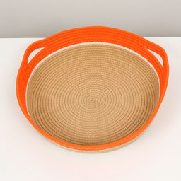 Экологичный лежак для животных (хлобчатобумажный), 50 х 50 х 12 см,вес до 25 кг, оранжевый - Пижон фото 3