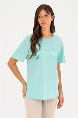 U. S. Polo Assn / Женская базовая футболка с круглым вырезом зеленого цвета