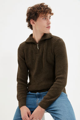 TRENDYOL MAN Ekru Regular Fit Yunlu Fermuarl? Bal?kc? Yaka Triko Kazak TMNAW22KZ0347 - Trendyolmilla фото 52