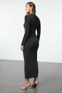 TRENDYOLMILLA Siyah Dekolte Detayl? Dokuma S?k Abiye Elbise TPRAW25EL00071  фото 10