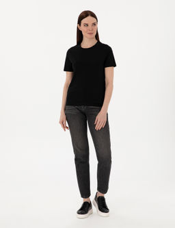 Siyah Regular Fit Bisiklet Yaka Basic Ti__rt