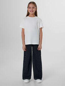 Джинсы для девочек серые Wide leg - Mark formelle фото 5