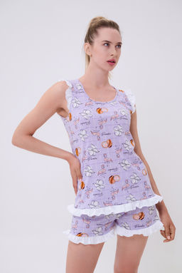 Пижама женская из майки и шорт из кулирки Флаффи фламинго - Амадэль фото 4