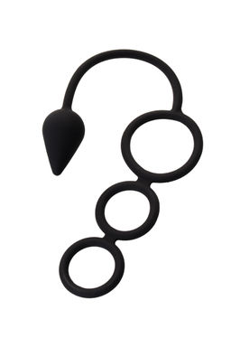 Анальная пробка Erotist с эрекционным кольцом, силикон, черная, 20 см, 3 см  фото 2